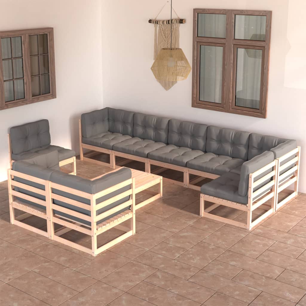 10-delige Loungeset met kussens massief grenenhout is nu te koop bij PeponiXL, paradijselijk wonen!