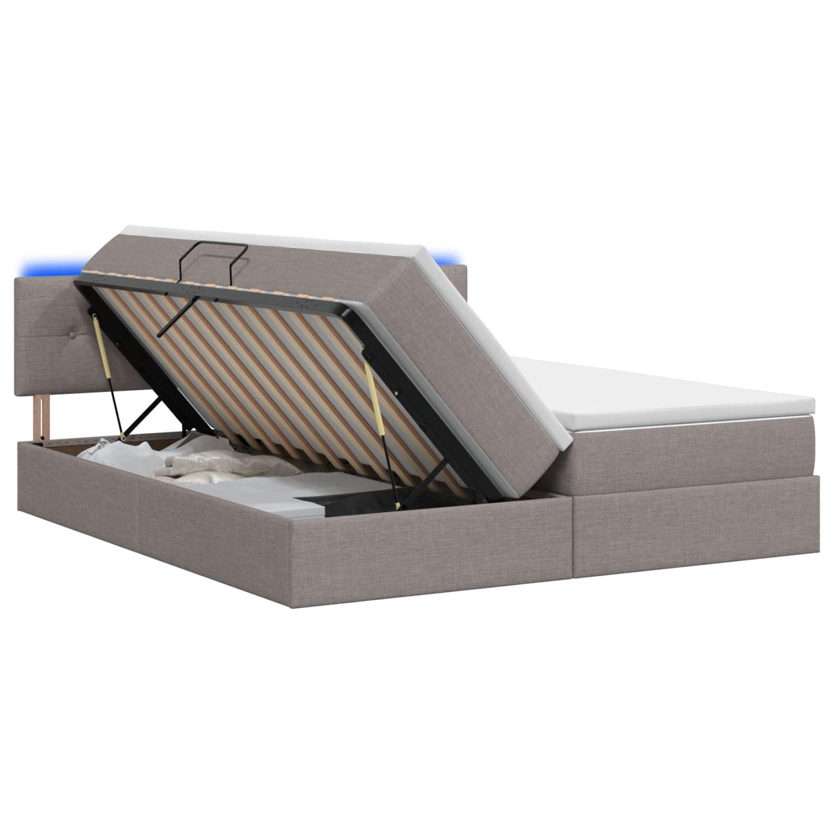 LED Opslagbed met Matras Taupe 180 x 200 cm Stof is nu te koop bij PeponiXL, paradijselijk wonen!