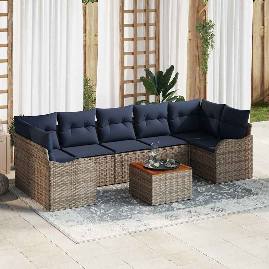 Tuinbankenset 8 st Grijs poly rattan is nu te koop bij PeponiXL, paradijselijk wonen!