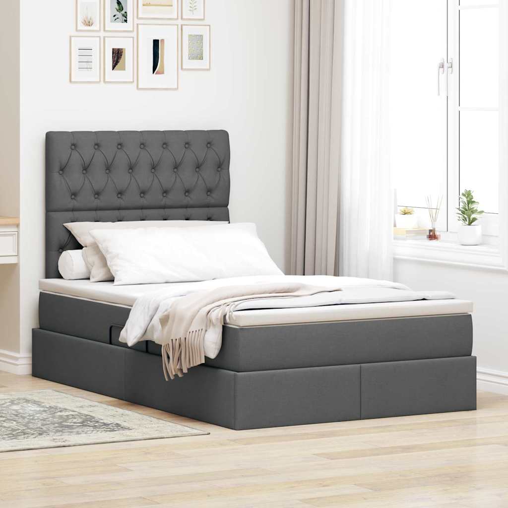 Opbergbed met LED met matras Donkergrijs 120 x 200 cm Polyester is nu te koop bij PeponiXL, paradijselijk wonen!