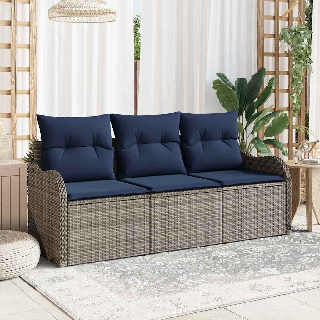 Tuin Sofa Set 3 st Grijs poly rattan is nu te koop bij PeponiXL, paradijselijk wonen!