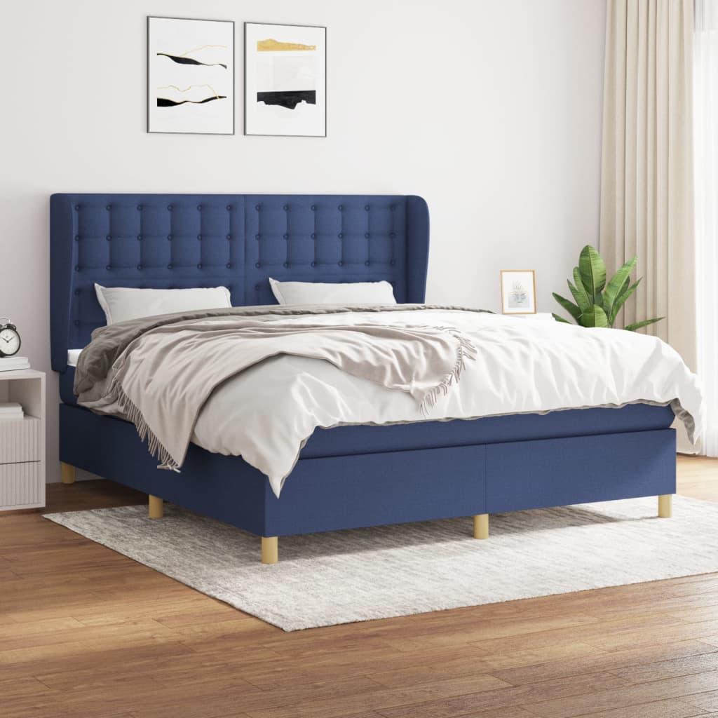 Boxspring met matras stof blauw 160x200 cm is nu te koop bij PeponiXL, paradijselijk wonen!