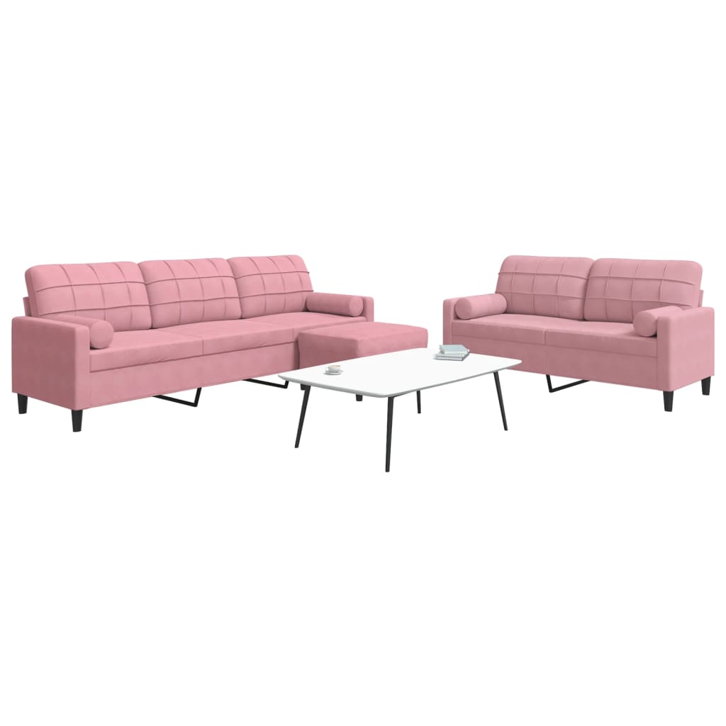 3-delige Loungeset met kussens en bolsters fluweel roze is nu te koop bij PeponiXL, paradijselijk wonen!
