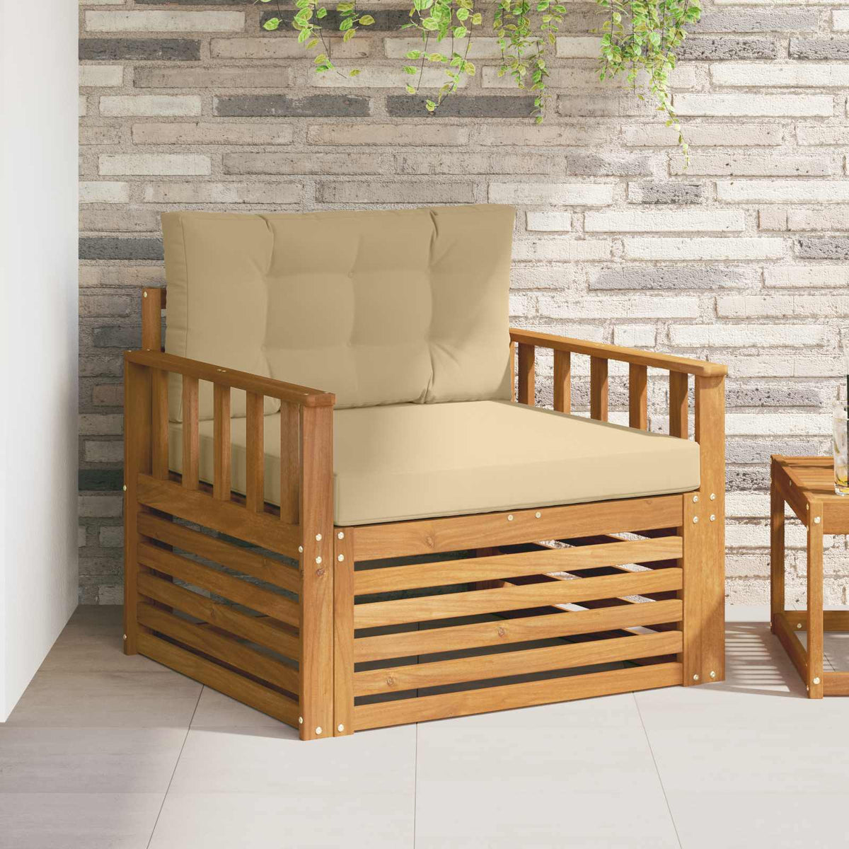 Tuinbank Massief Acaciahout en Polyester Natuurlijk en Beige is nu te koop bij PeponiXL, paradijselijk wonen!