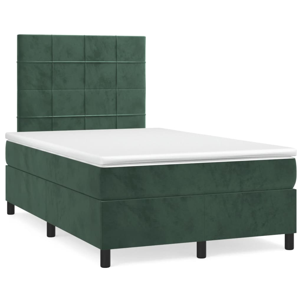 Boxspring met matras fluweel donkergroen 120x190 cm is nu te koop bij PeponiXL, paradijselijk wonen!