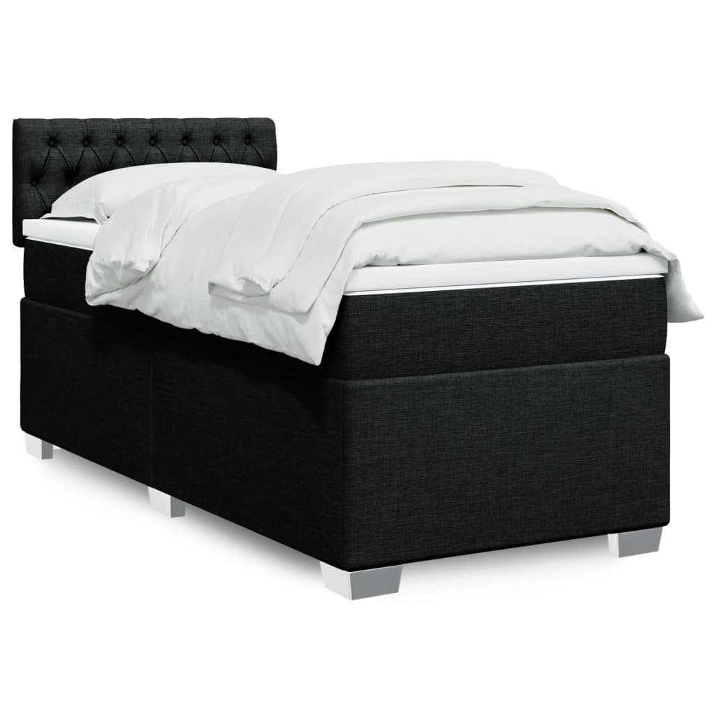 Boxspring met matras stof zwart 90x190 cm is nu te koop bij PeponiXL, paradijselijk wonen!