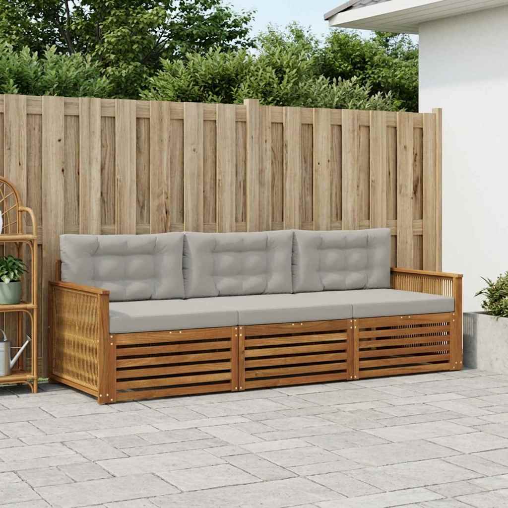 Buiten bankenset met kussen 3 pcs Naturel en lichtgrijs is nu te koop bij PeponiXL, paradijselijk wonen!