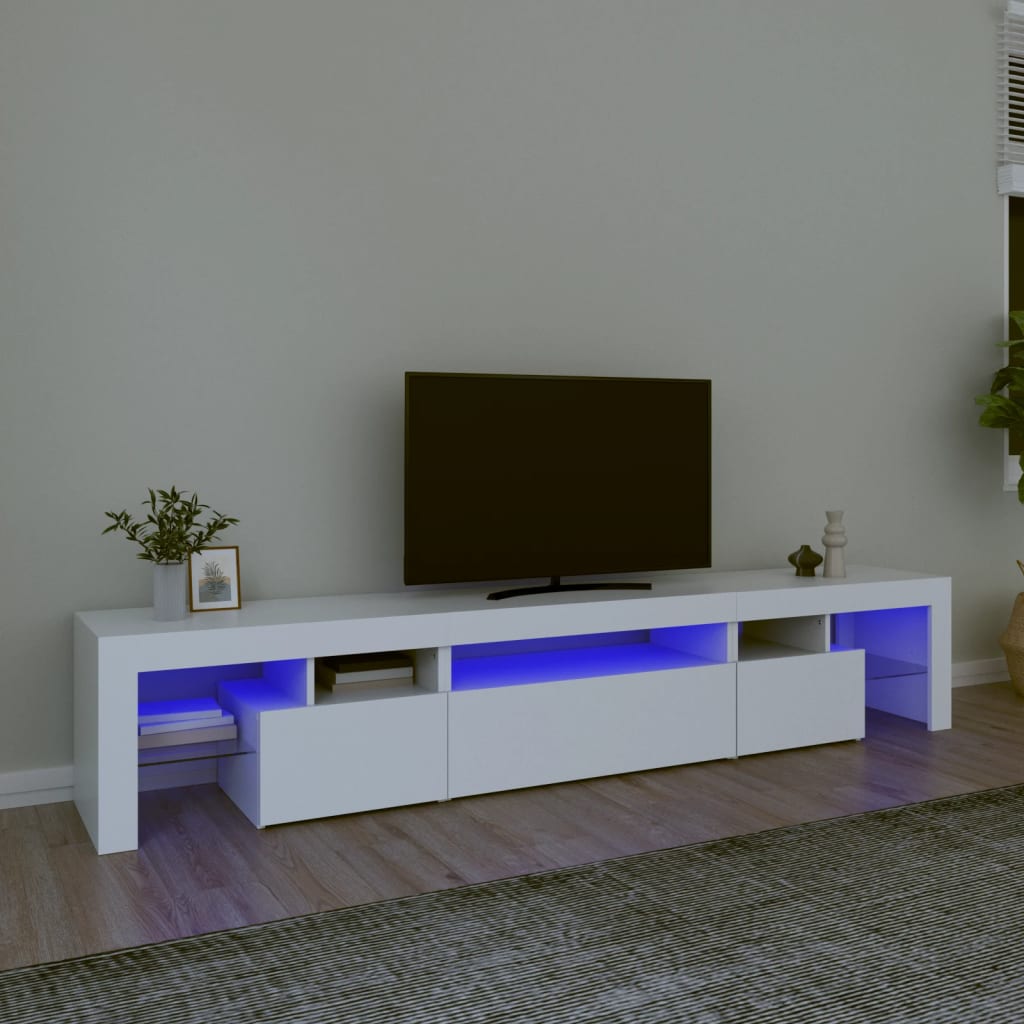 Tv-meubel met LED-verlichting 215x36,5x40 cm wit is nu te koop bij PeponiXL, paradijselijk wonen!