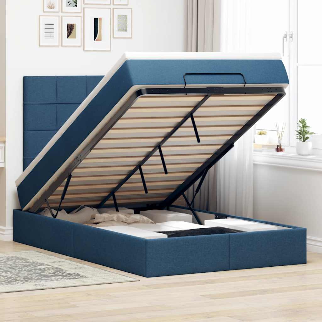Ottoman bed met matras 120x190 cm stof blauw is nu te koop bij PeponiXL, paradijselijk wonen!