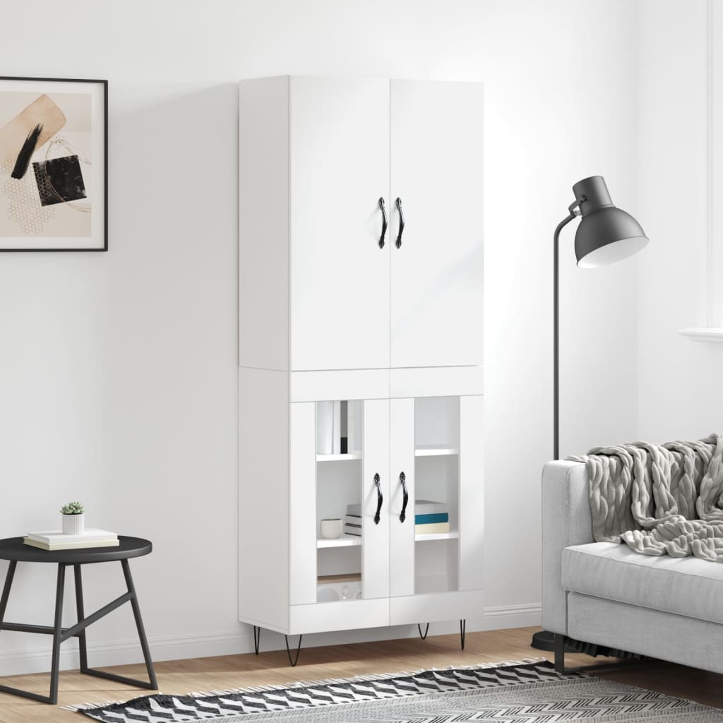 Hoge kast 69,5x34x180 cm bewerkt hout wit is nu te koop bij PeponiXL, paradijselijk wonen!