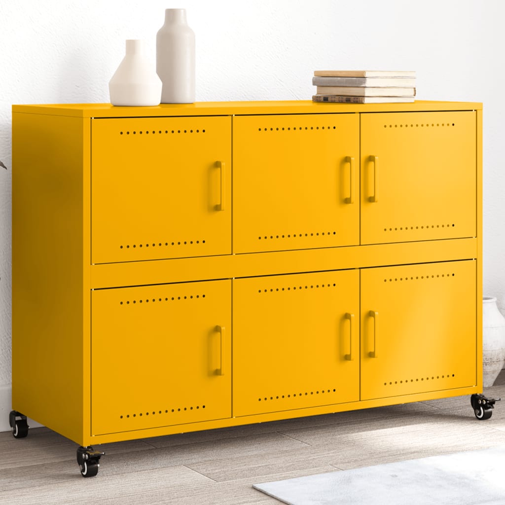 Dressoir 100,5x39x72 cm staal mosterdgeel is nu te koop bij PeponiXL, paradijselijk wonen!