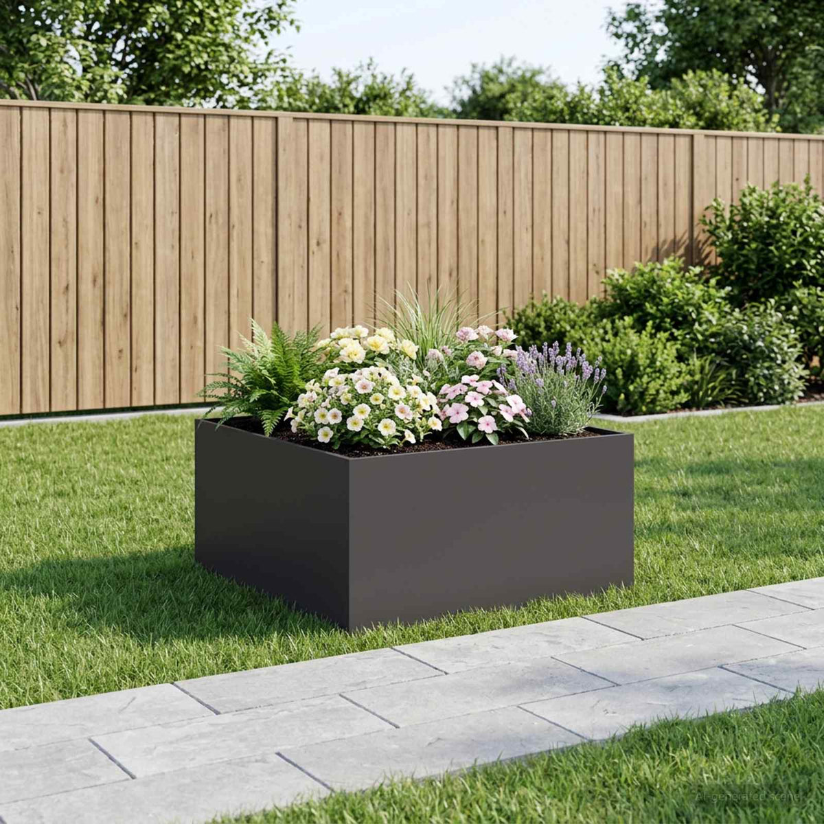 Plantenbak Zwart 60 x 60 x 40 cm Koudgewalst staal is nu te koop bij PeponiXL, paradijselijk wonen!