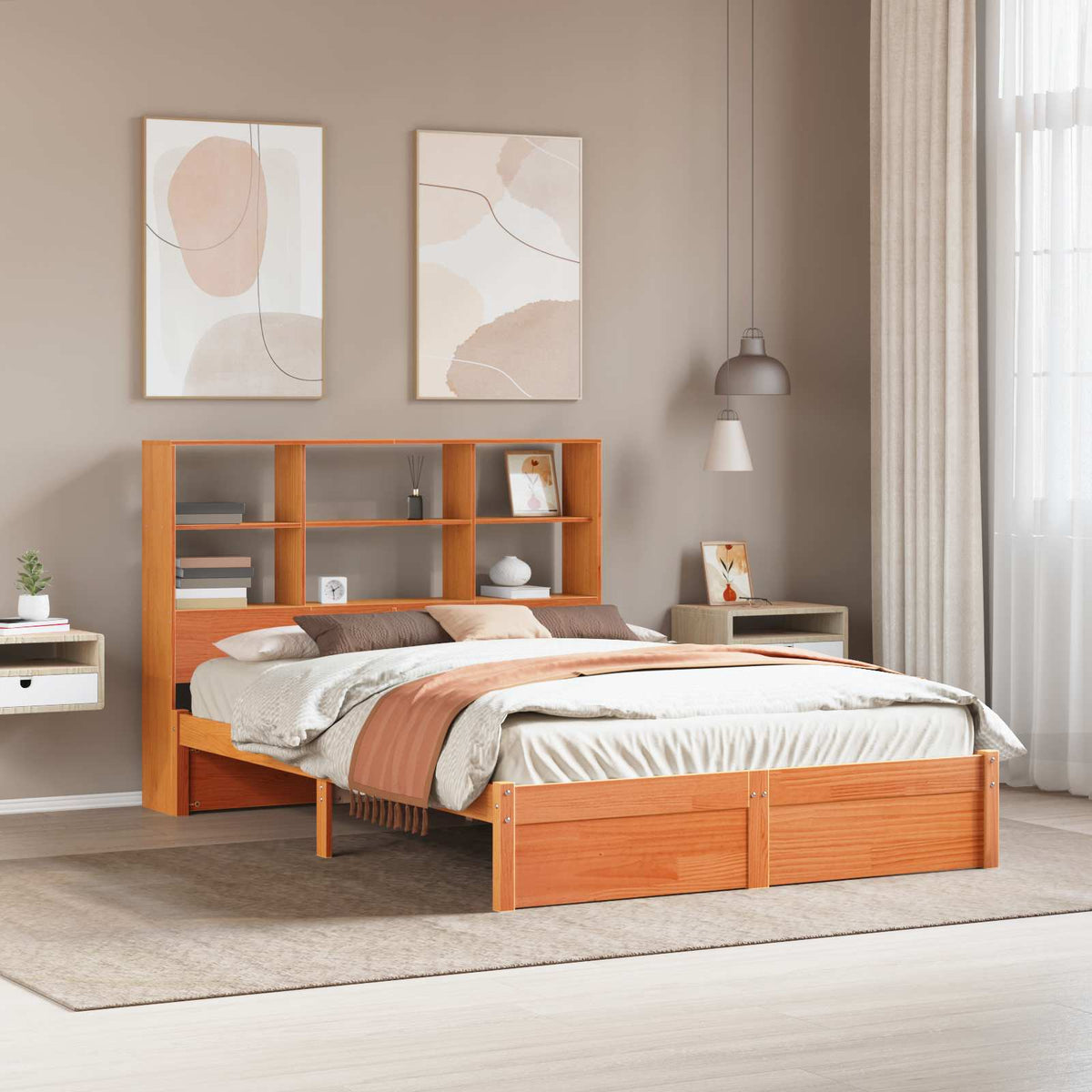 Bedframe met opberghoofdeksel Waskleur Bruin 150 x 200 cm is nu te koop bij PeponiXL, paradijselijk wonen!