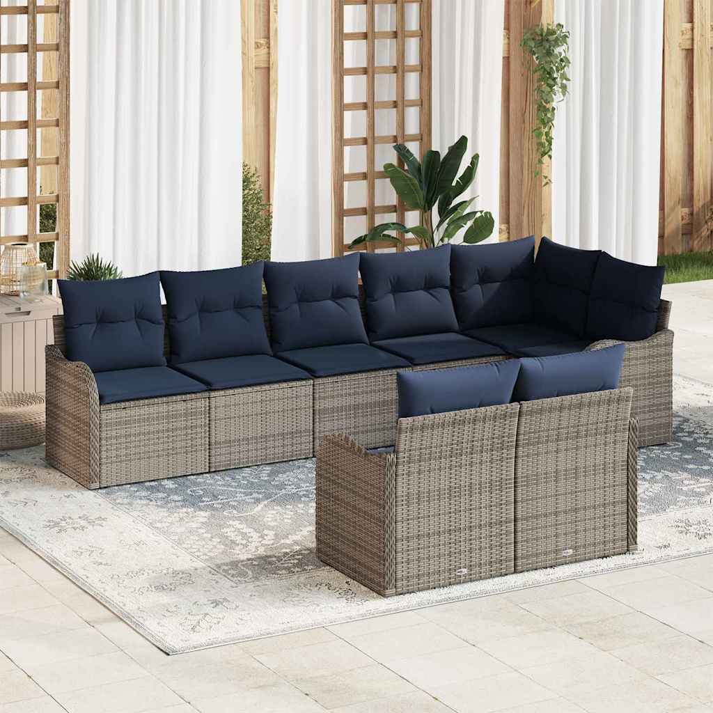 Tuin Sofa Set 8 st Grijs poly rattan is nu te koop bij PeponiXL, paradijselijk wonen!
