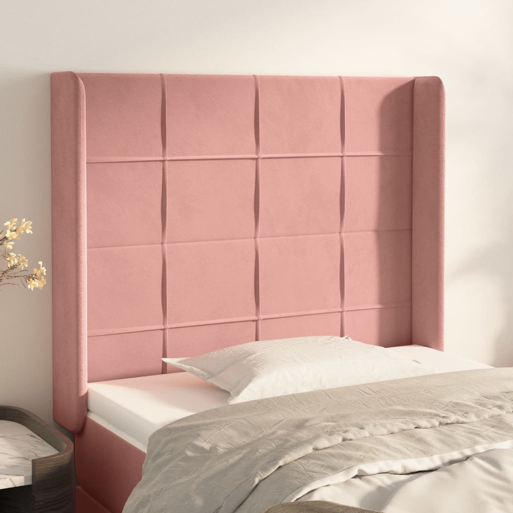 Hoofdbord met randen 83x16x118/128 cm fluweel roze is nu te koop bij PeponiXL, paradijselijk wonen!