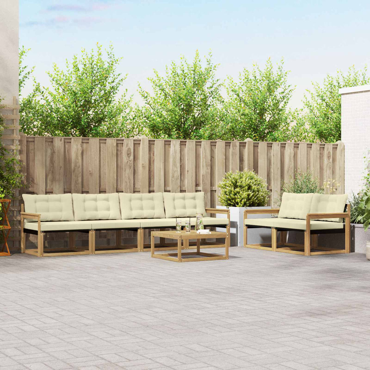 Buiten bankenset 7 pcs Wit en crèmekleurig 79 x 79 x 37 cm is nu te koop bij PeponiXL, paradijselijk wonen!