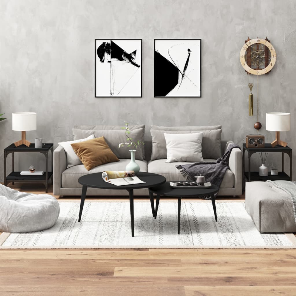 Bijzettafels 2 st 40x40x40 cm bewerkt hout zwart is nu te koop bij PeponiXL, paradijselijk wonen!
