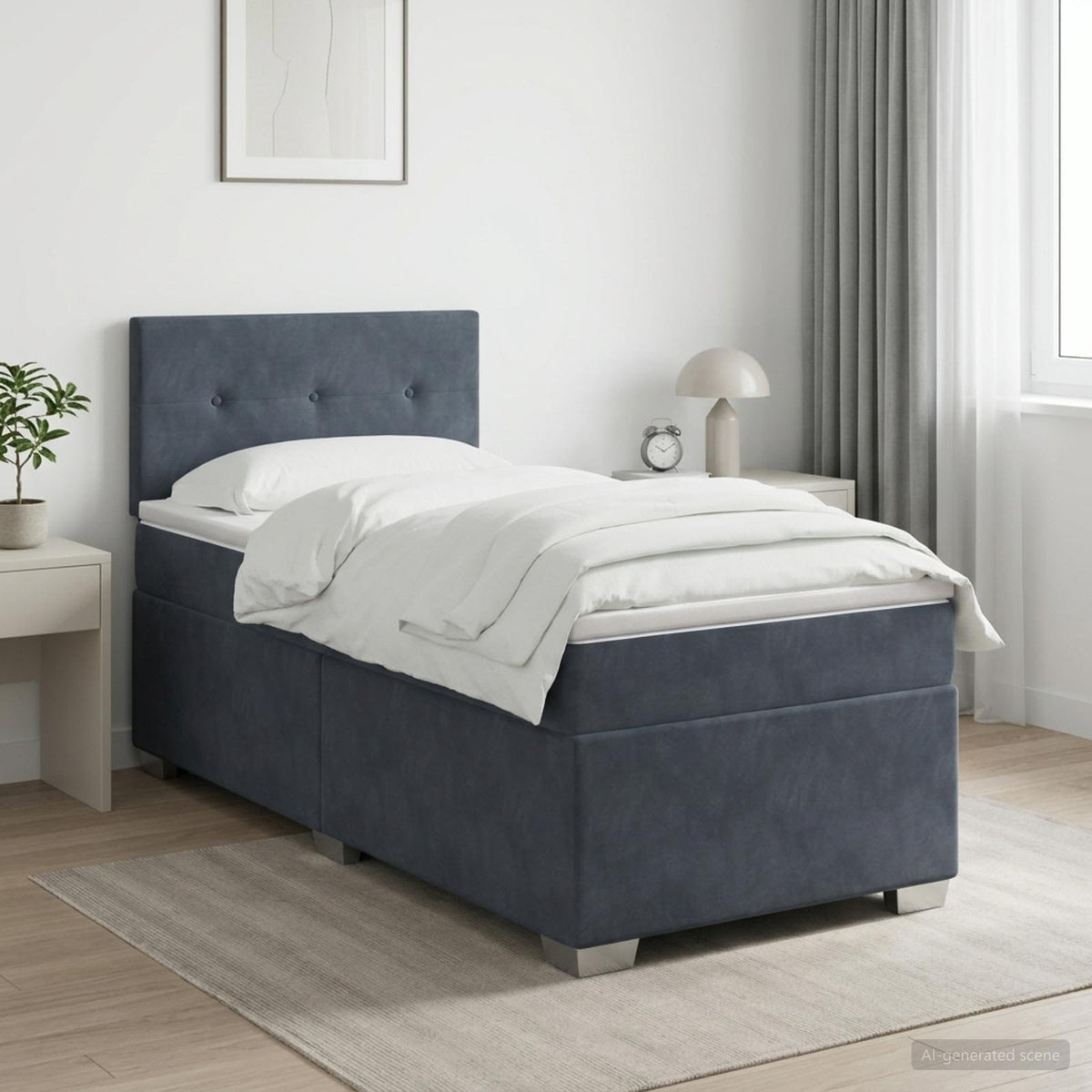 Boxspringbed met matras Donkergrijs 90 x 190 cm Fluweel is nu te koop bij PeponiXL, paradijselijk wonen!