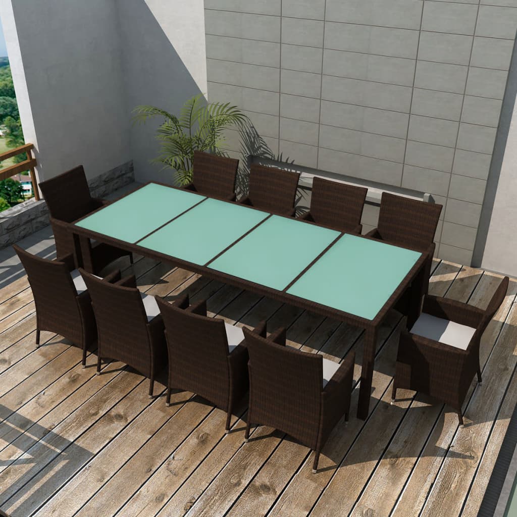 11-delige Tuinset met kussens poly rattan bruin is nu te koop bij PeponiXL, paradijselijk wonen!