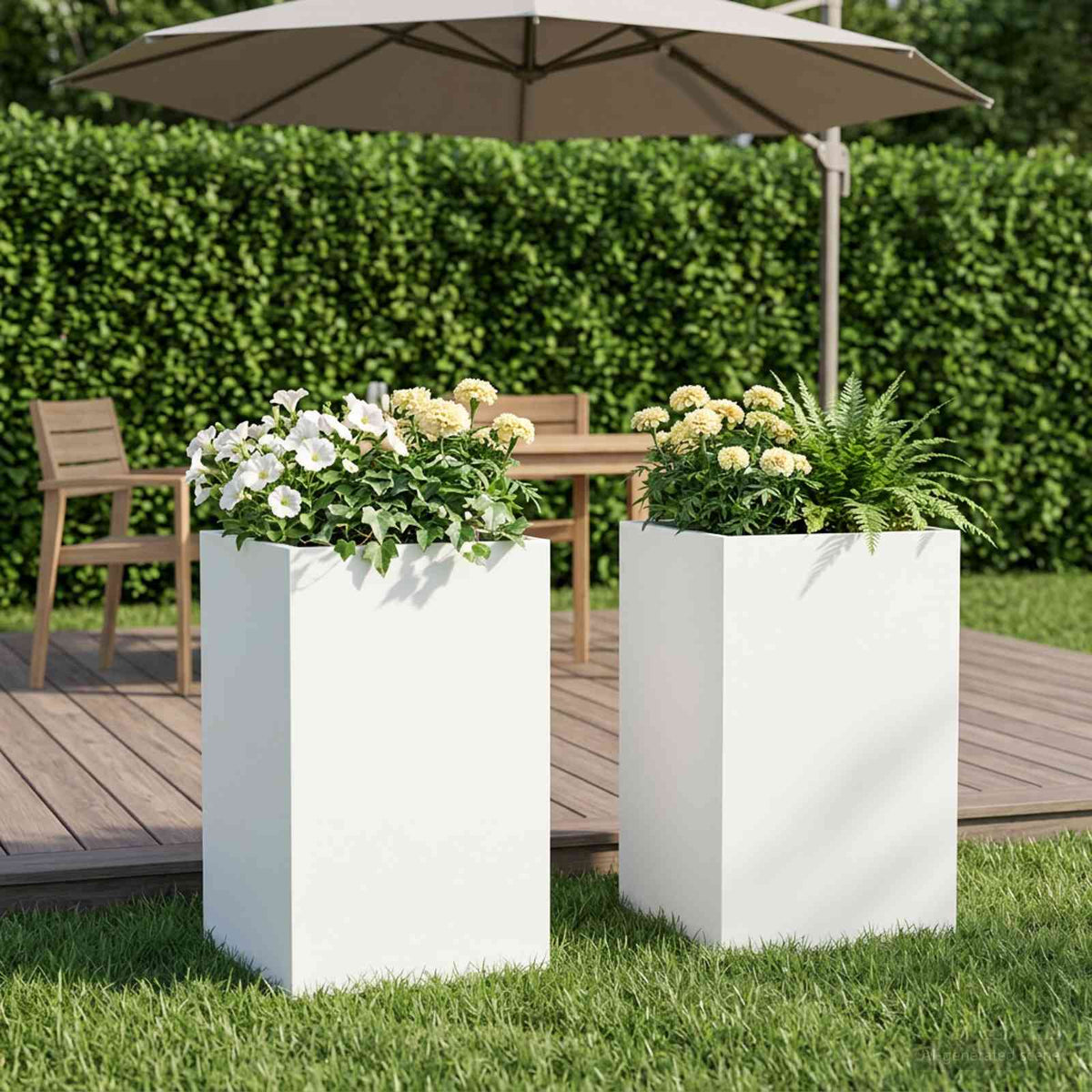 Plantenbak 2 st Wit 30 x 30 x 50 cm Koudgewalst staal is nu te koop bij PeponiXL, paradijselijk wonen!