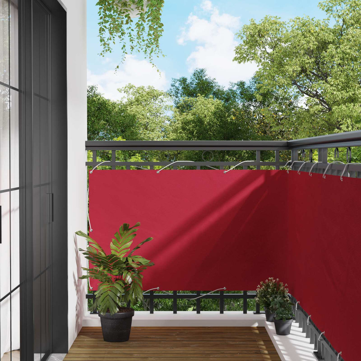 Balkon Scherm Rood 90 x 200 cm Oxford Stof is nu te koop bij PeponiXL, paradijselijk wonen!