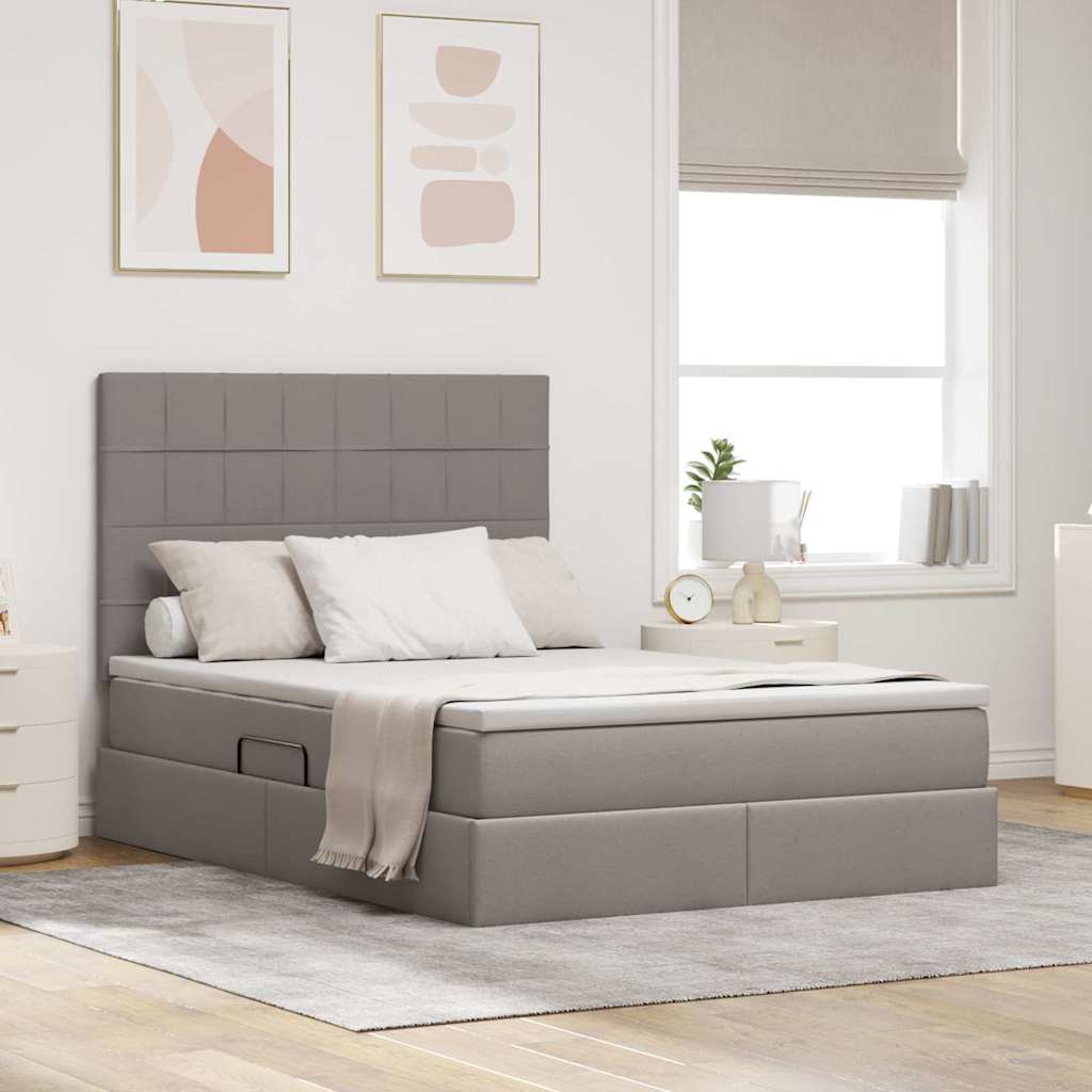 Opbergbed met LED met matras Taupe 140 x 200 cm Polyester is nu te koop bij PeponiXL, paradijselijk wonen!