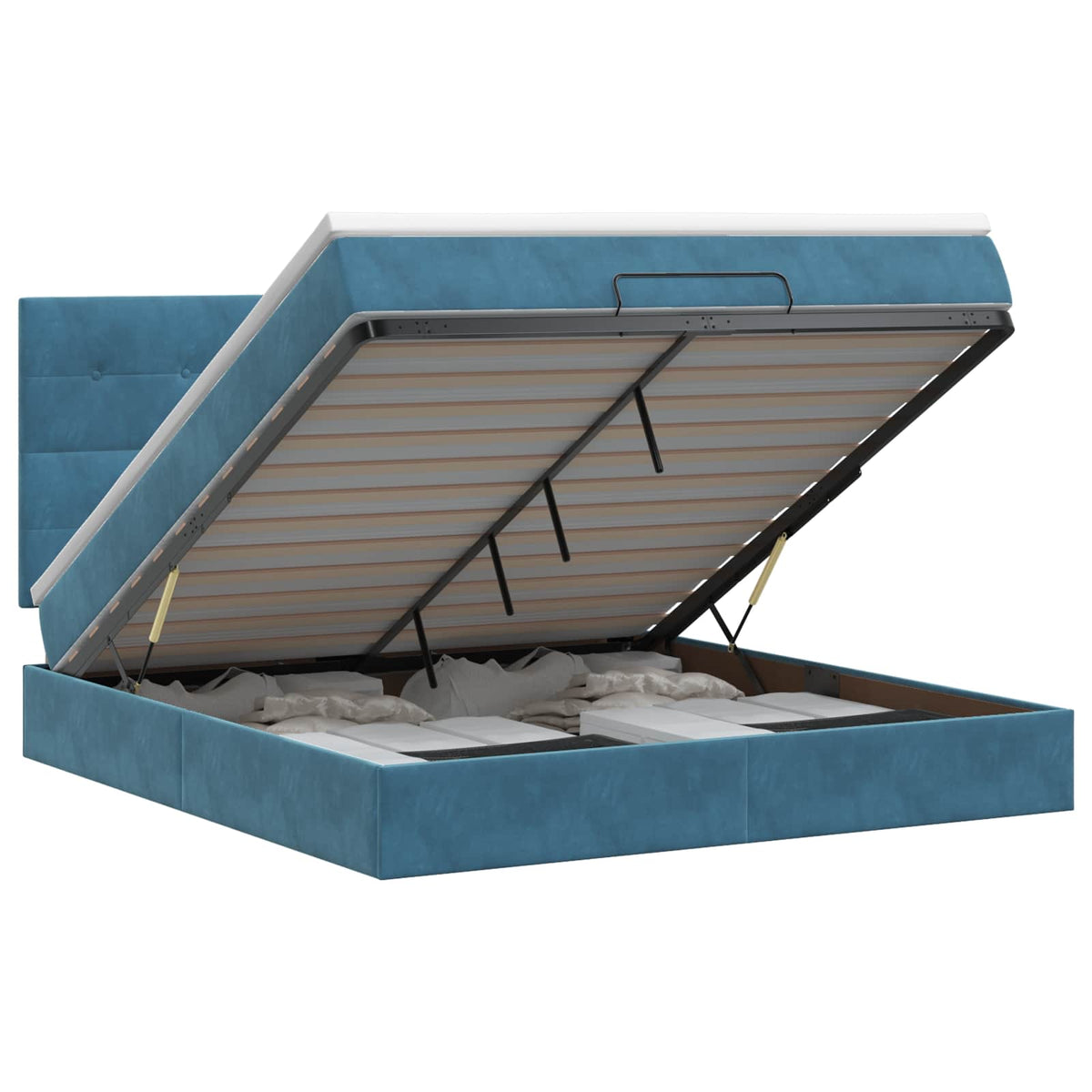 Ottoman bed met matras Donkerblauw 180 x 200 cm Fluweel is nu te koop bij PeponiXL, paradijselijk wonen!