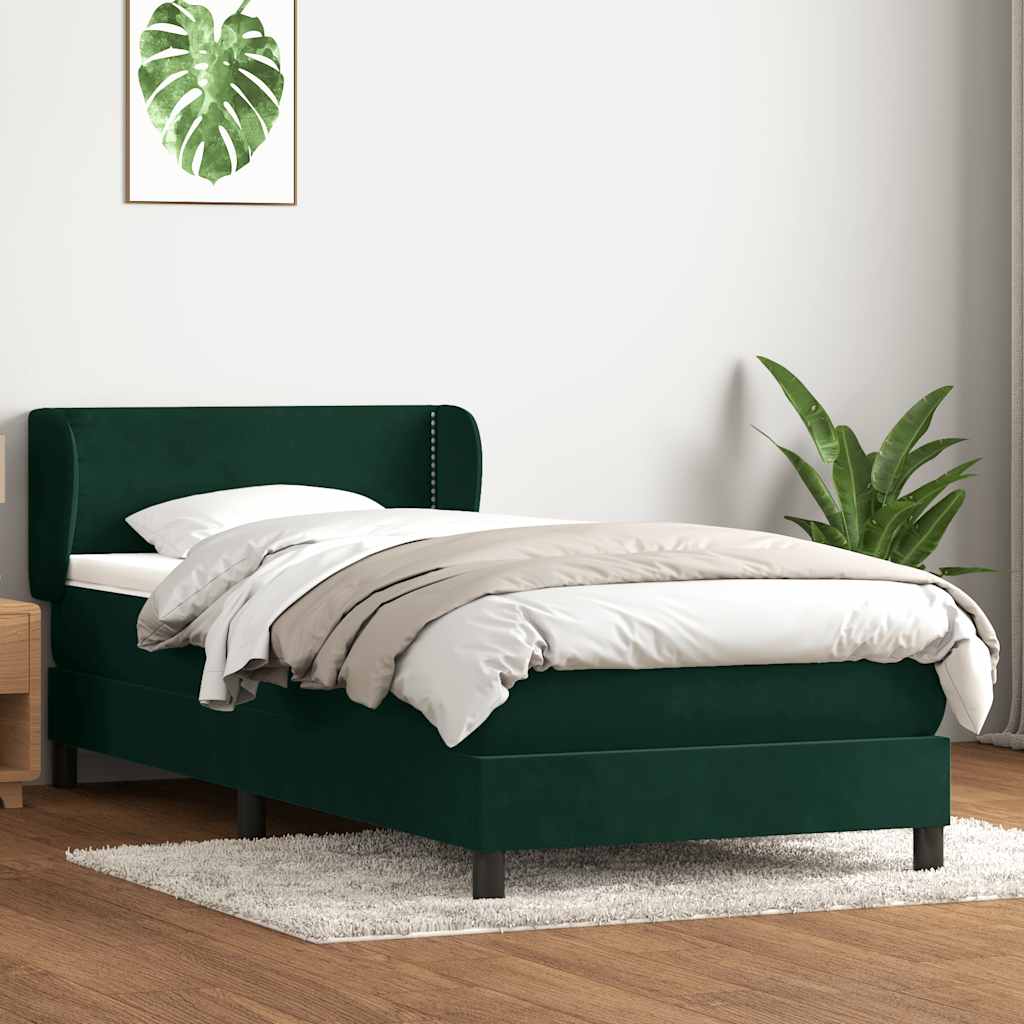 Boxspring met matras fluweel donkergroen 80x220 cm is nu te koop bij PeponiXL, paradijselijk wonen!