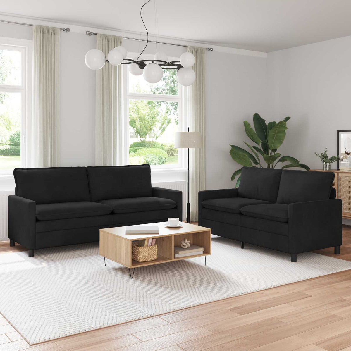 Bankstel 2 pcs Zwart Fluweel is nu te koop bij PeponiXL, paradijselijk wonen!
