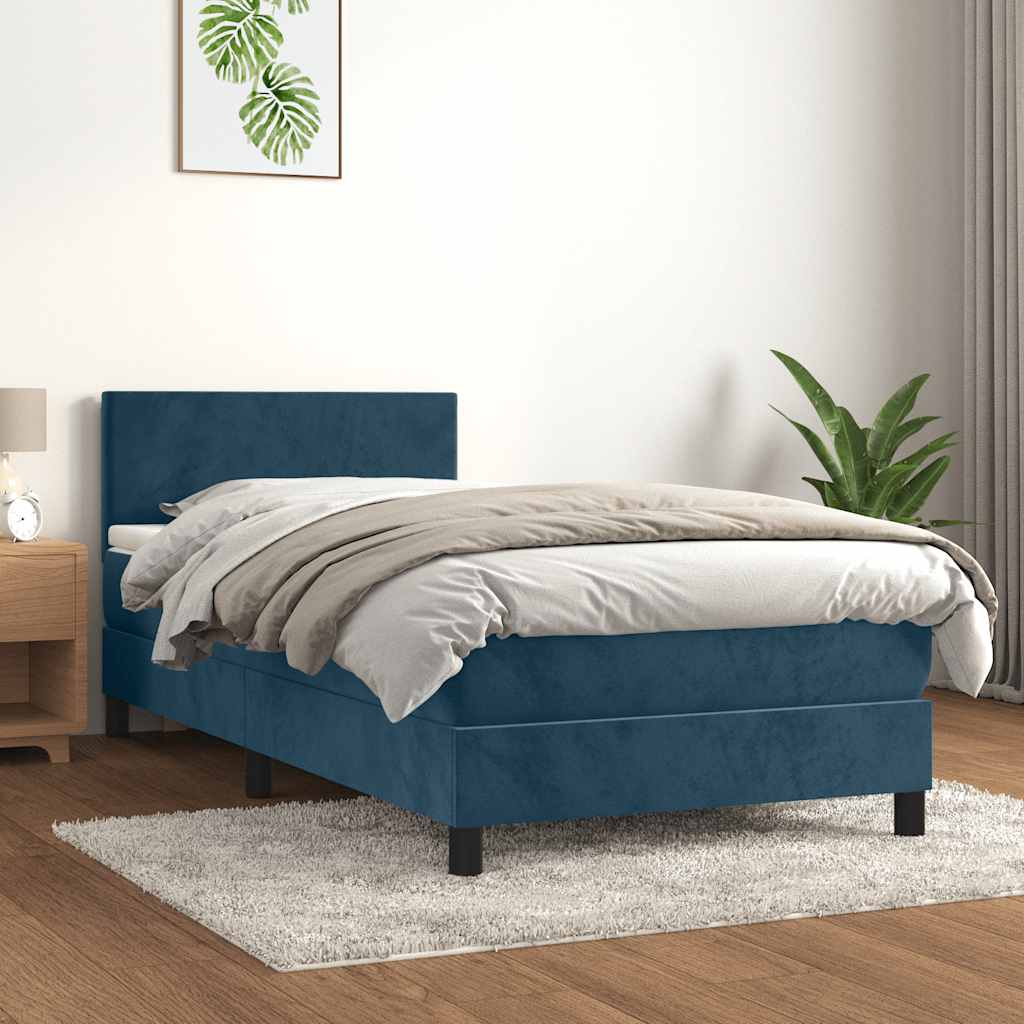 Boxspring met matras fluweel donkerblauw 80x200 cm is nu te koop bij PeponiXL, paradijselijk wonen!