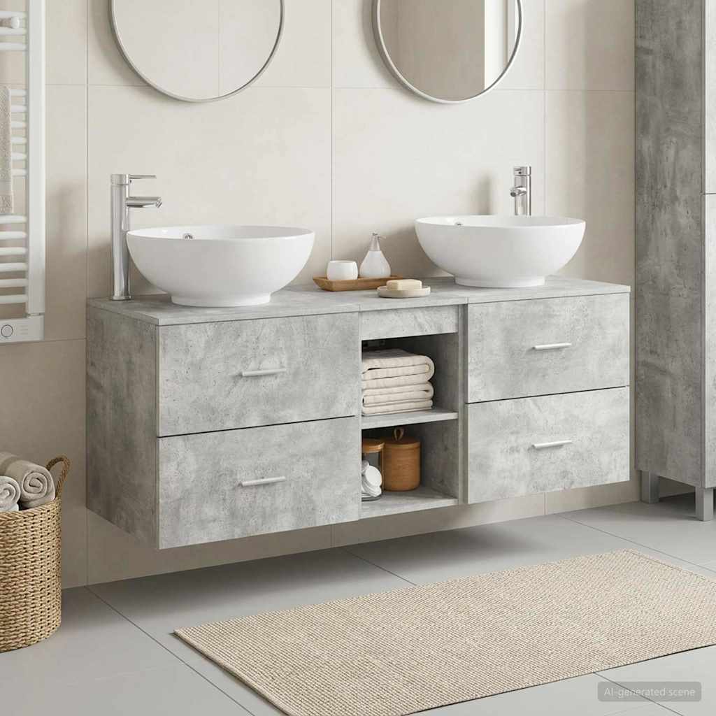 Badkamermeubelset 3 st Betongrijs 49,5 x 44,5 x 65 cm is nu te koop bij PeponiXL, paradijselijk wonen!