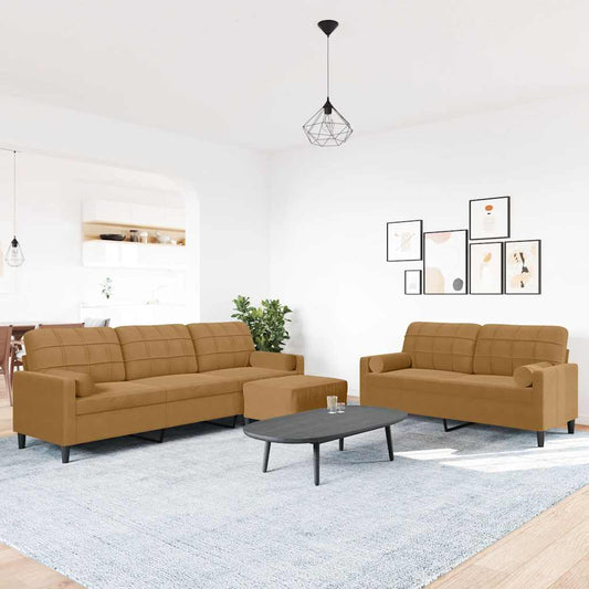 3-delige Loungeset met kussens en bolsters fluweel bruin is nu te koop bij PeponiXL, paradijselijk wonen!
