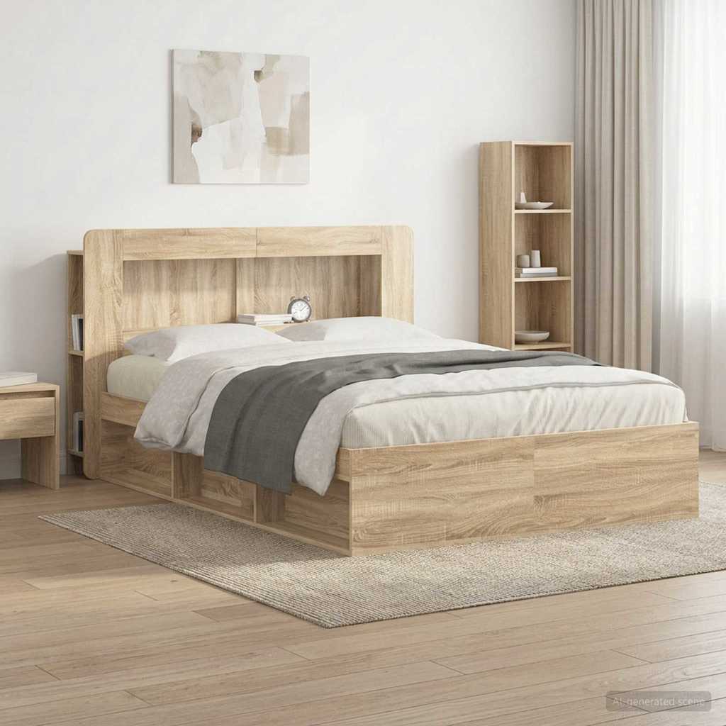 Hoofdbordkast met opslag Sonoma Eiken Geconstrueerd hout is nu te koop bij PeponiXL, paradijselijk wonen!