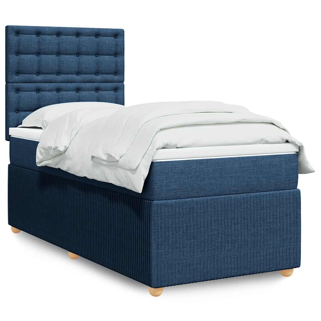 Boxspring met matras stof blauw 90x190 cm is nu te koop bij PeponiXL, paradijselijk wonen!