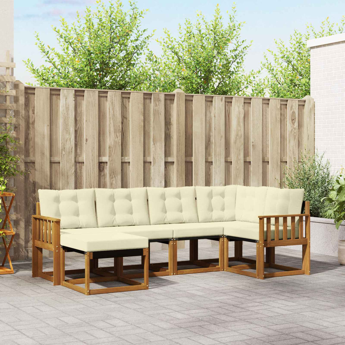 Buiten bankenset met kussen 6 pcs Natuurlijk en Crème is nu te koop bij PeponiXL, paradijselijk wonen!