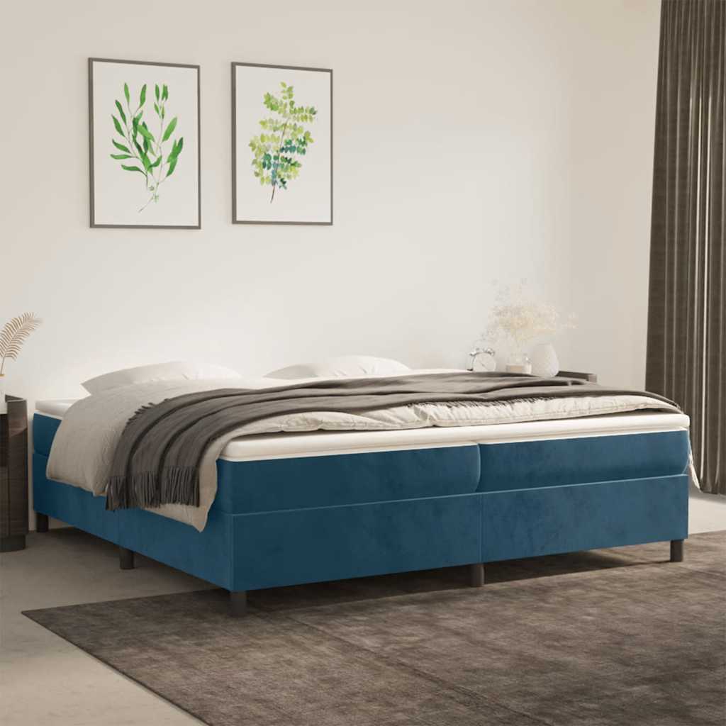 Boxspring met matras fluweel donkerblauw 200x200 cm is nu te koop bij PeponiXL, paradijselijk wonen!