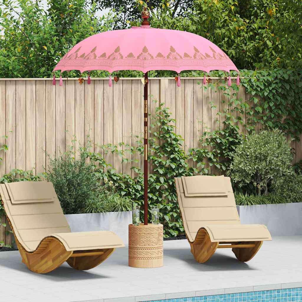 Balinese parasol met basis Roze 185 x 185 x 260 cm is nu te koop bij PeponiXL, paradijselijk wonen!