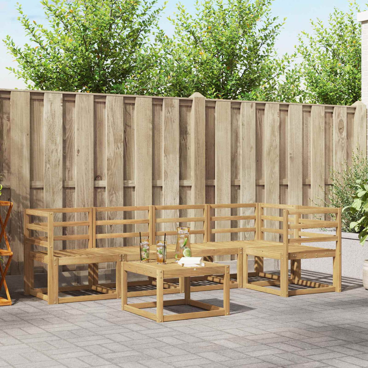 Buiten bankenset 6 pcs Wit Massief Acaciahout is nu te koop bij PeponiXL, paradijselijk wonen!