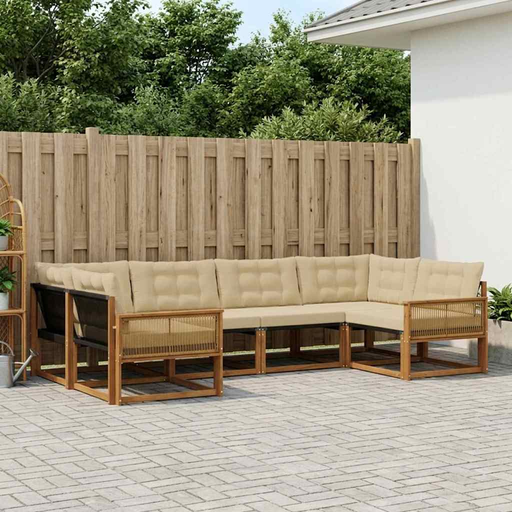 Buiten bankenset met kussen 6 pcs Natuurlijk en Beige is nu te koop bij PeponiXL, paradijselijk wonen!