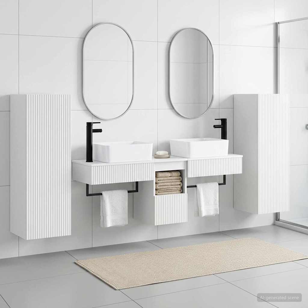 Badkamermeubelset 5 st Hoogglans Wit 33 x 34,5 x 100 cm is nu te koop bij PeponiXL, paradijselijk wonen!