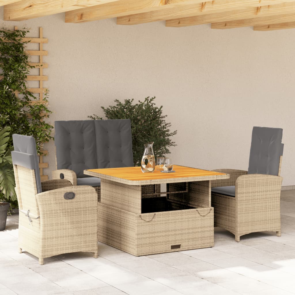 4-delige Tuinset met kussens poly rattan beige is nu te koop bij PeponiXL, paradijselijk wonen!