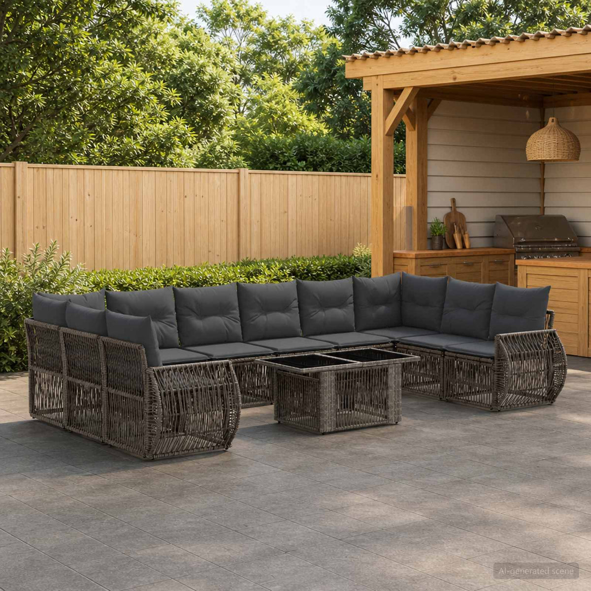 Tuinbankenset 11 st Grijs en Donkergrijs poly rattan is nu te koop bij PeponiXL, paradijselijk wonen!