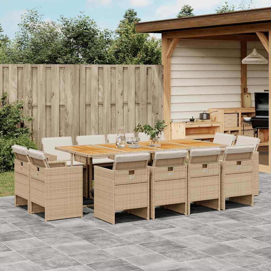 13-delige Tuinset met kussens poly rattan beige is nu te koop bij PeponiXL, paradijselijk wonen!