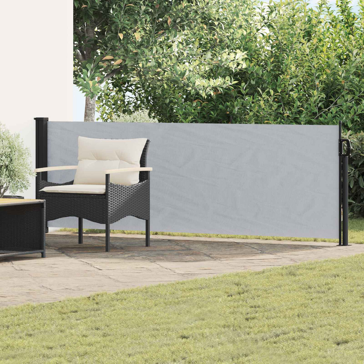 Uittrekbaar Zijscherm Grijs 500 x 100 cm Polyester is nu te koop bij PeponiXL, paradijselijk wonen!