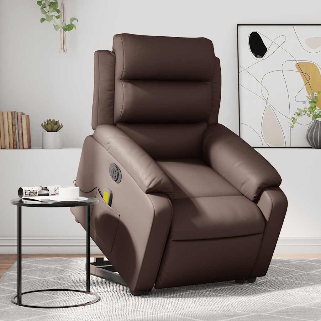 Sta-op-massagestoel elektrisch kunstleer bruin is nu te koop bij PeponiXL, paradijselijk wonen!