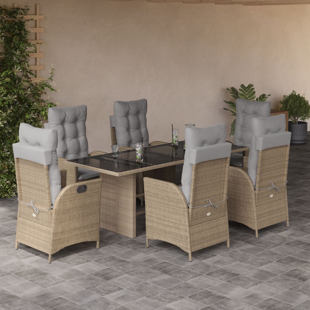 7-delige Tuinset met kussens poly rattan gemengd beige is nu te koop bij PeponiXL, paradijselijk wonen!