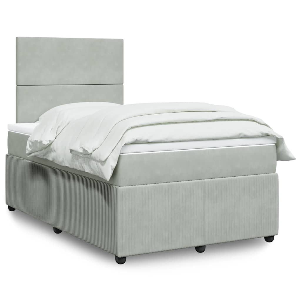 Boxspring met matras fluweel lichtgrijs 120x200 cm is nu te koop bij PeponiXL, paradijselijk wonen!