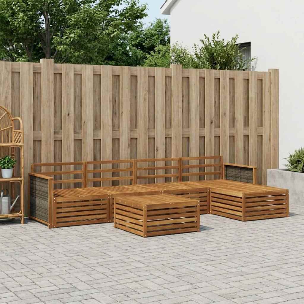 Buiten bankenset 6 pcs Naturel Massief Acaciahout is nu te koop bij PeponiXL, paradijselijk wonen!