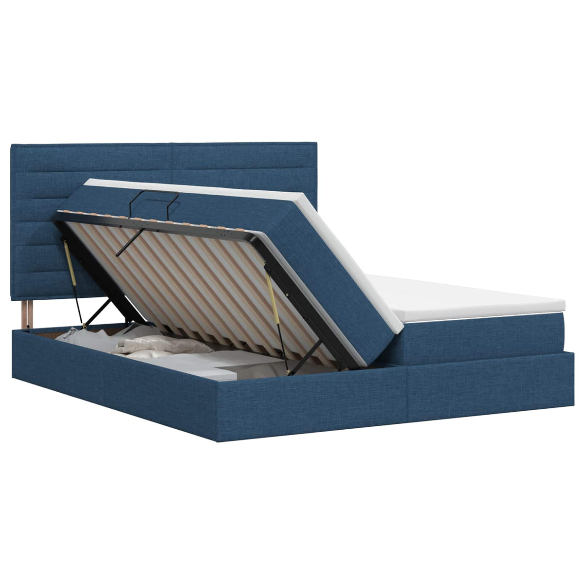 Opslag bed met hoofdeinde met opslag Blauw 180 x 200 cm Stof is nu te koop bij PeponiXL, paradijselijk wonen!