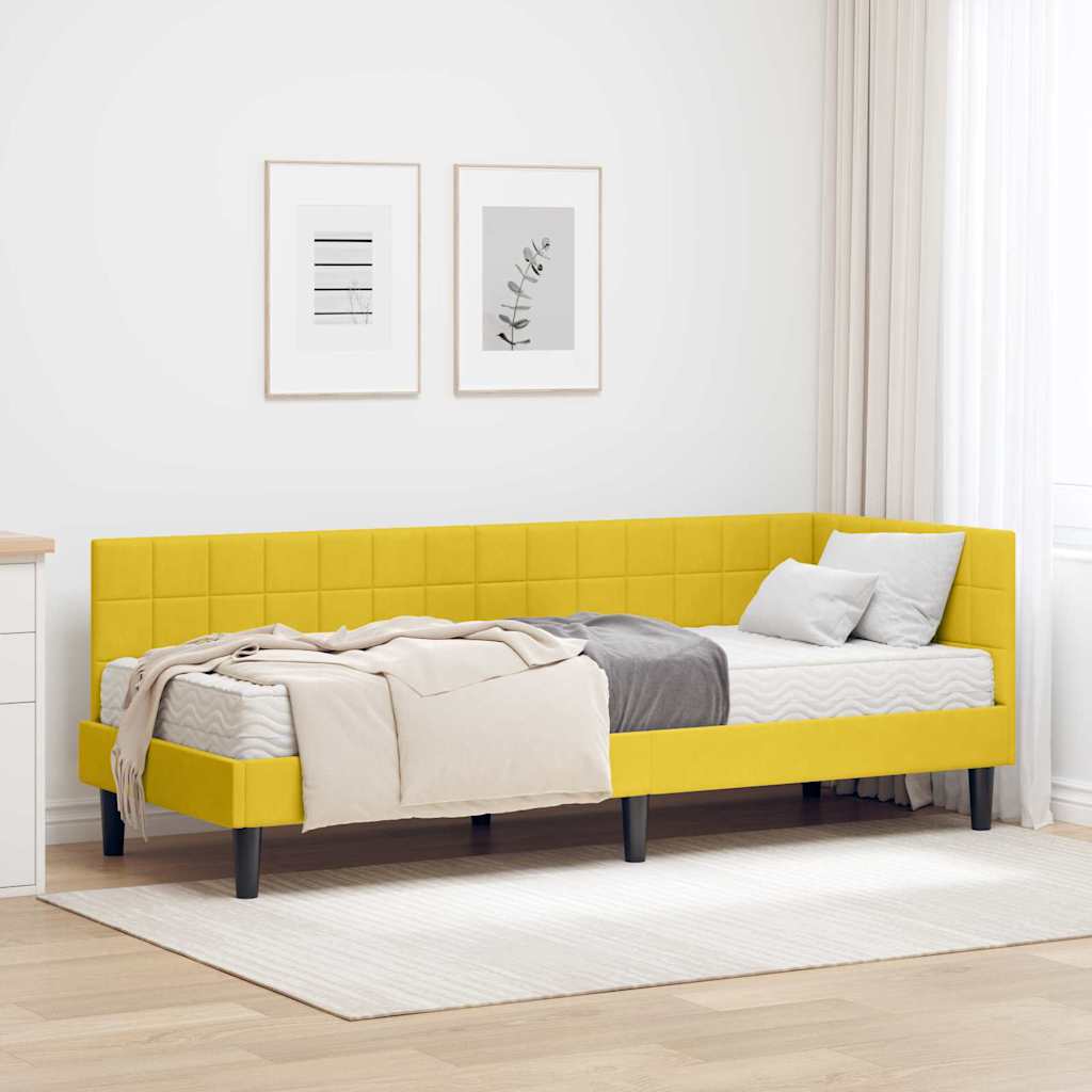 Hoekbedframe met Matras met hoofdeinde 2 pcs Geel Fluweel is nu te koop bij PeponiXL, paradijselijk wonen!